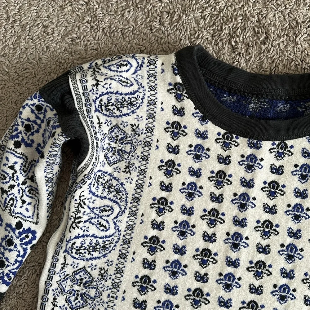 Free People Damen Thermo Pullover Pulli blau Mixed Print - Picture 8 of 13